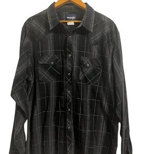 Wrangler Black Checkered Long Sleeve Shirt size XXL